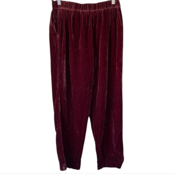 Loft Crushed Blackberry Pleated Velvet Tapered Leg‎ Stretch Pants Plus Size 14 - Picture 5 of 7